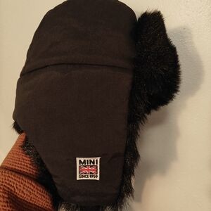 Mini Black Fur-Lined Winter Hat
